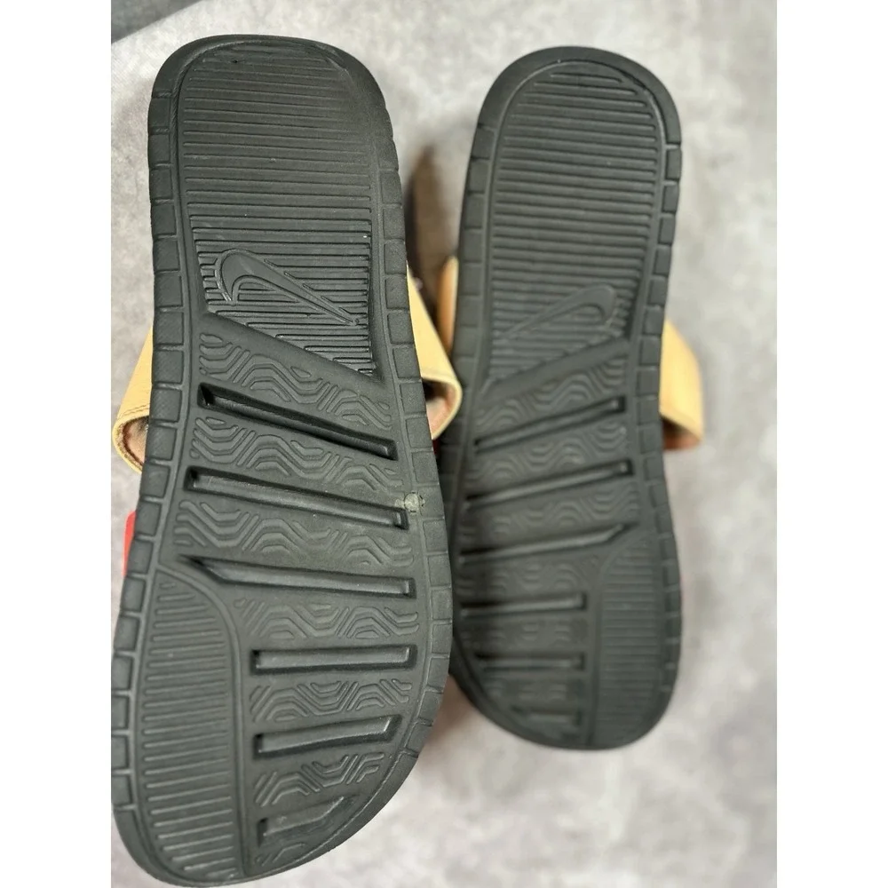 Nike Benassi JDI Slide Sandals Mens Size 12 Orange Gold Black Comfort Slides